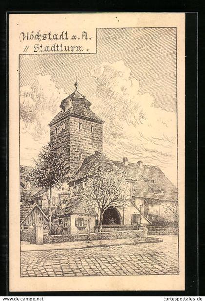 Künstler-AK Höchstadt a. A., Der Stadtturm