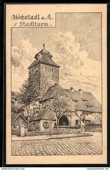 Künstler-AK Höchstadt a. A., Der Stadtturm