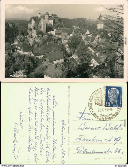 Ansichtskarte Hohnstein (Sächs. Schweiz) Burg Hohnstein 1953