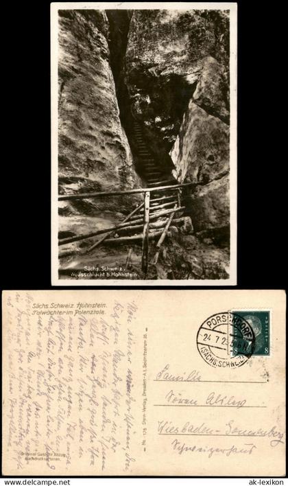 Hohnstein Sächs. Schweiz Wolfsschlucht Talwächter im Polenztal 1928