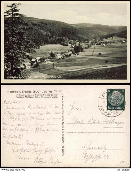 Ansichtskarte Holzhau-Rechenberg-Bienenmühle Stadtblick 1937