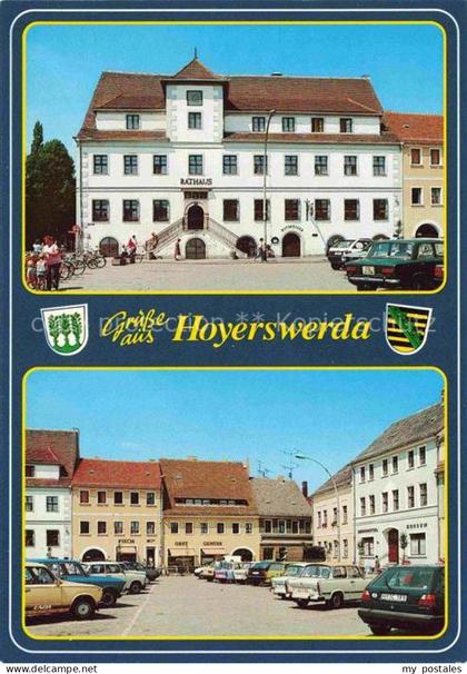 Hoyerswerda Rathaus Marktplatz Altstadt Geschaefte Mehrbildkarte