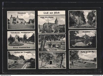 AK Jülich, Katholische Pfarrkirche, Kreishaus, Rurbrücke