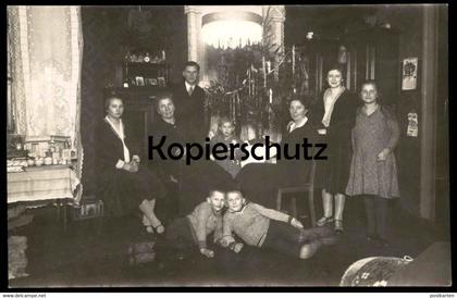 ALTE FOTO POSTKARTE SYLVESTER JÜTERBOG 31.12.1932 WOHNZIMMER NEUJAHR 1933 Familie Weihnachten Ansichtskarte cpa postcard