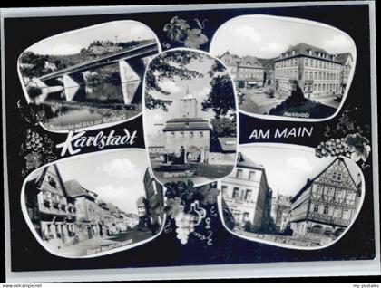 Karlstadt Main Mainbruecke Marktplatz Obere Hauptstrasse Maingasse Oberes Tor