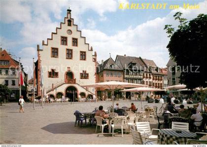 Karlstadt Main Marktplatz Strassencafes Rathaus Giebelhaus