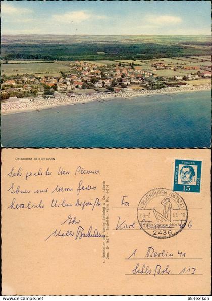 Ansichtskarte Kellenhusen (Ostsee) Luftbild Strand Hinterland 1965