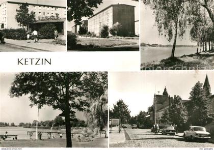 Ketzin Wohnsiedlung Plattenbauten Partie an der Havel Strassenpartie