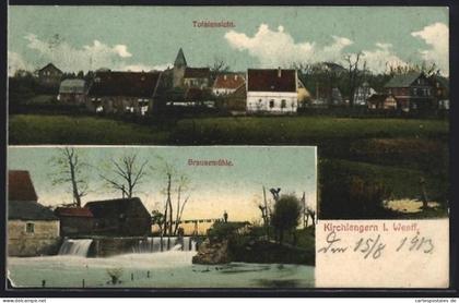 AK Kirchlengern i. Westf., Totalansicht und Partie an der Brausemühle