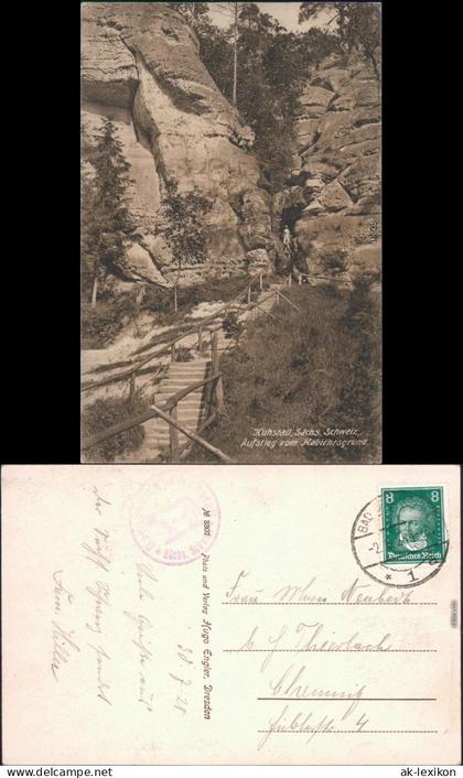 Ansichtskarte Kirnitzschtal Kuhstall - Aufstieg vom Habichtsgrund 1928