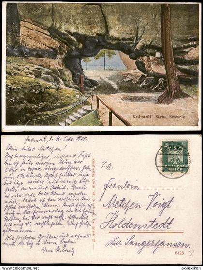 Ansichtskarte Kirnitzschtal Partie am Kuhstall 1915