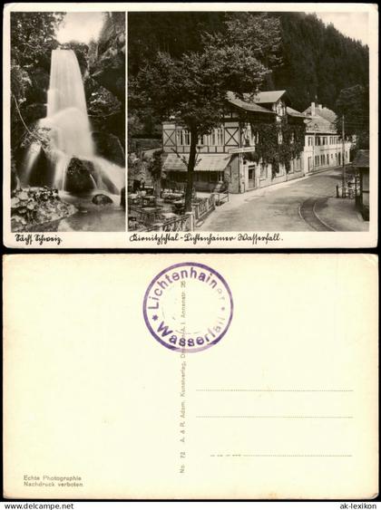 Ansichtskarte Lichtenhain-Sebnitz Lichtenhainer Wasserfall Kirnitzschtal 1920