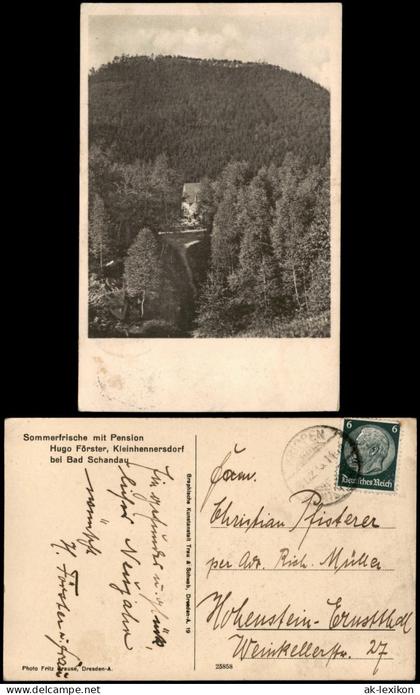 Kleinhennersdorf-Gohrisch (Sächs. Schweiz) Pension Hugo Förster 1938