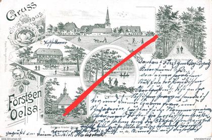 Vorläufer Litho AK Förstgen Gasthof Schloß a Oelsa Steinölsa Leipgen Dauban Mücka Niesky Quitzdorf Uhyst Klitten Bautzen