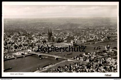 ALTE POSTKARTE KÖLN AM RHEIN LUFTBILD PANORAMA Fliegeraufnahme Luftaufnahme Bahnhof station gare Ansichtskarte postcard