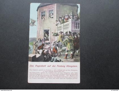 AK Das Pagenbett auf der Festung Königstein. Tafelberg. Künstlerkarte. Professor v. Oer