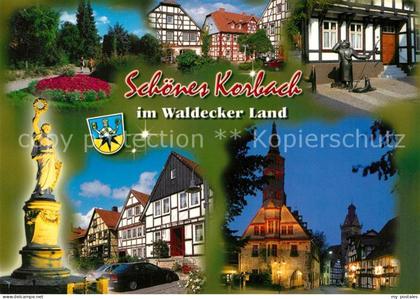 Korbach Park Fachwerkhaeuser Statuen Kirche