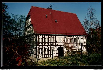 AK Kornwestheim, Fachwerkhaus mit Laternen