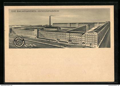 AK Kornwestheim, Salamander-Schuhfabrik aus der Vogelschau