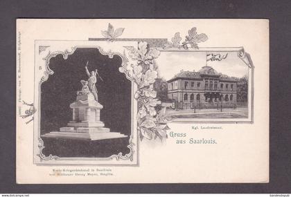 AK Gruss aus Saarlouis Kgl. Landratsamt Kreis Kriegerdenkmal  ( Hermestroff  18831)