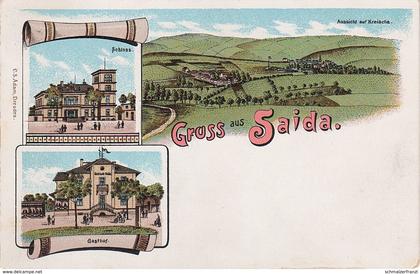 Litho AK Gruss Saida Gasthof Schloss bei Kreischa Lungkwitz Gombsen Wittgensdorf Röhrsdorf Borthen Maxen Tronitz Dresden