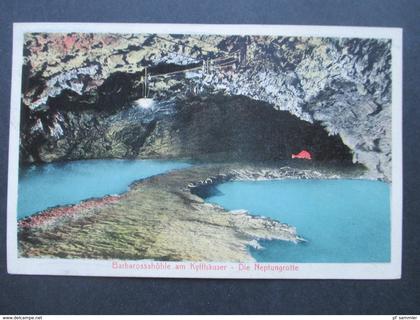 AK 1924 Barbarossahöhle am Kyffhäuser - die Neptungrotte. Bahnpoststempel