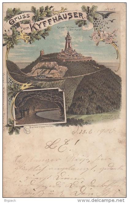 Litho Gruss vom Kyffhäuser gelaufen 28.6.00