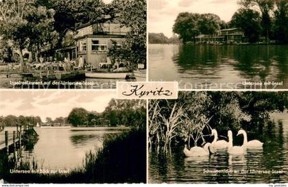 Kyritz Brandenburg Inselrestaurant auf der Untersee Insel Teilansichten Schwaene
