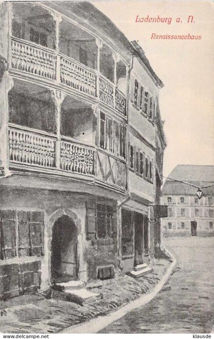 Ladenburg a.N. - Renaissaneehaus gel.1911 Bahnpost