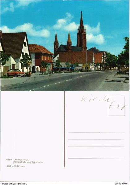 Ansichtskarte Lampertheim Römerstraße und Domkirche 1975