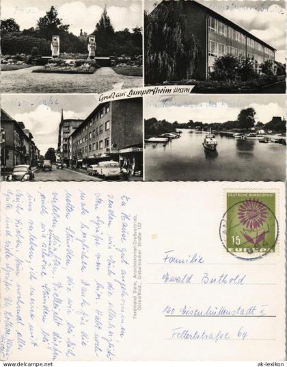Lampertheim Mehrbildkarte mit 4 Foto-Ansichten Straßen, Gebäude uvm. 1964