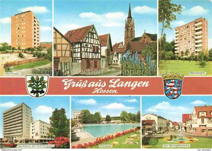 Langen Hessen Oberlinen Wohnblock Hochhaus Freibad Am Springbrunnen Altstadt Kir