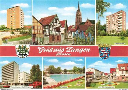 Langen Offenbach Hessen Oberlinden Hochhaus Fachwerkhaus Kirche Schillerplatz Fr