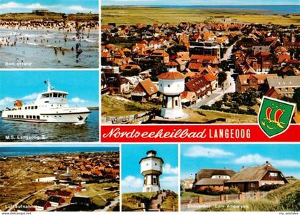 Langeoog Nordseebad Badestrand MS Langeoog Fliegeraufnahmen Wasserturm  Wassertu