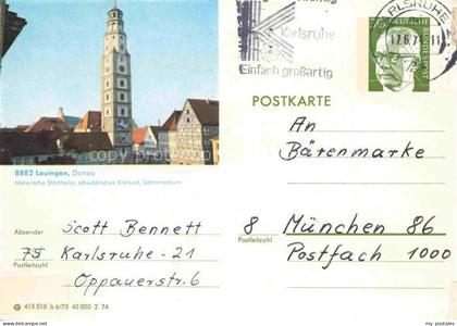 Lauingen Donau Bayern Schimmelturm Stadtteile Fachwerkhaeuser Baerenmarke