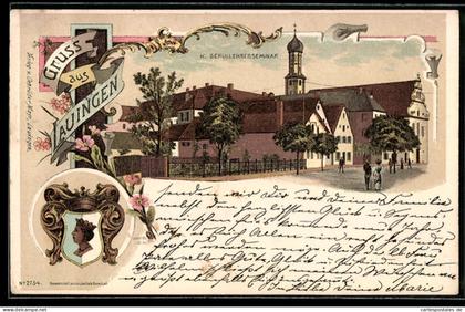 Lithographie Lauingen, Kgl. Schullehrerseminar