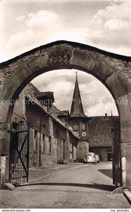 Eisenbach Vogelsbergkreis Lauterbach Hessen Beintor Torbogen Kirche Kirchturm VW