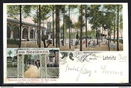 AK Lehnitz, Gasthaus Zum Seelöwen mit Terrassen