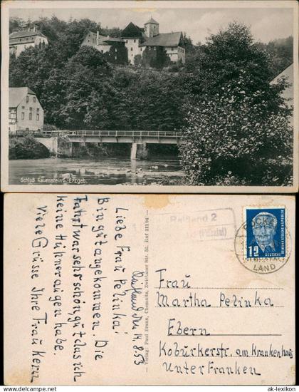 Ansichtskarte Rauenstein-Lengefeld (Erzgebirge) Stadtpartie Brücke 1953