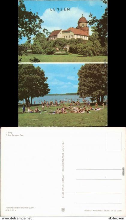 Lenzen (Elbe) 1 Burg 2 Rudower See Ansichtskarte 1980