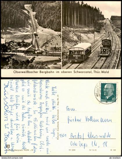 Lichtenhain/Bergbahn-Oberweißbach Oberweißbacher Bergbahn DDR 2-Bild-AK 1964
