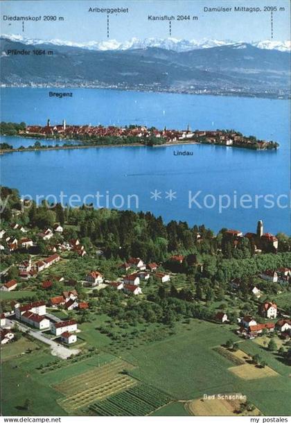 Lindau Bodensee Fliegeraufnahme mit Bad Schachen Bodensee Alpen