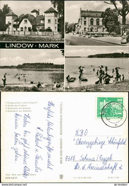 Ansichtskarte Lindow (Mark)4 Bild  Badestelle Straße Zeltplatz 1978