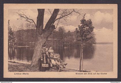 Vintage postcard Lindow Mark Wutzsee lake monastery view Brandenburg Germany