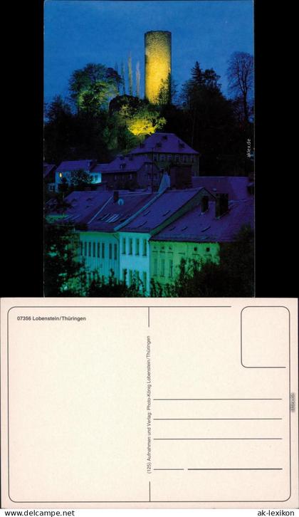 Ansichtskarte Bad Lobenstein Stadtpartie - illuminierter Turm 1999