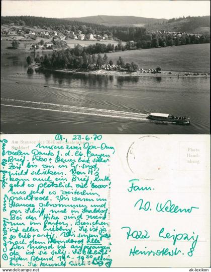 Saaldorf-Bad Lobenstein Bleichlochtalsperre Stausee kleines Fahrgastschiff 1970