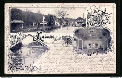 AK Lössnitz Grund, Ortsansicht mit Meierei