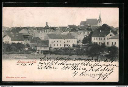 AK Lommatzsch, Teilansicht mit Kirche