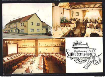 AK Losheim / Saar, Hotel Restaurant Hubertushof in drei Ansichten