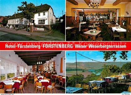 Fuerstenberg Weser Weserberg Terrassen und Hotel Fuerstenberg Gastraum Terrasse